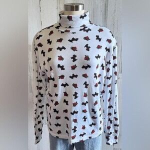 Vintage Christmas Turtleneck scottie dog Shirt‎ – Size XL Holiday